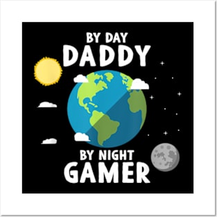 Mens By Day  By Night Gamer Video Gaming Gamer Dad Posters and Art